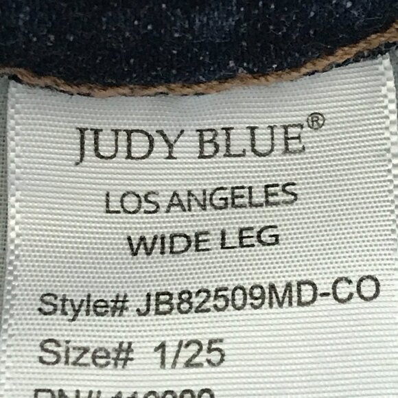 Judy Blue Wide Leg Jean Women 1/25 Blue Button Fly Distressed Mid Rise Stretch - Picture 12 of 14